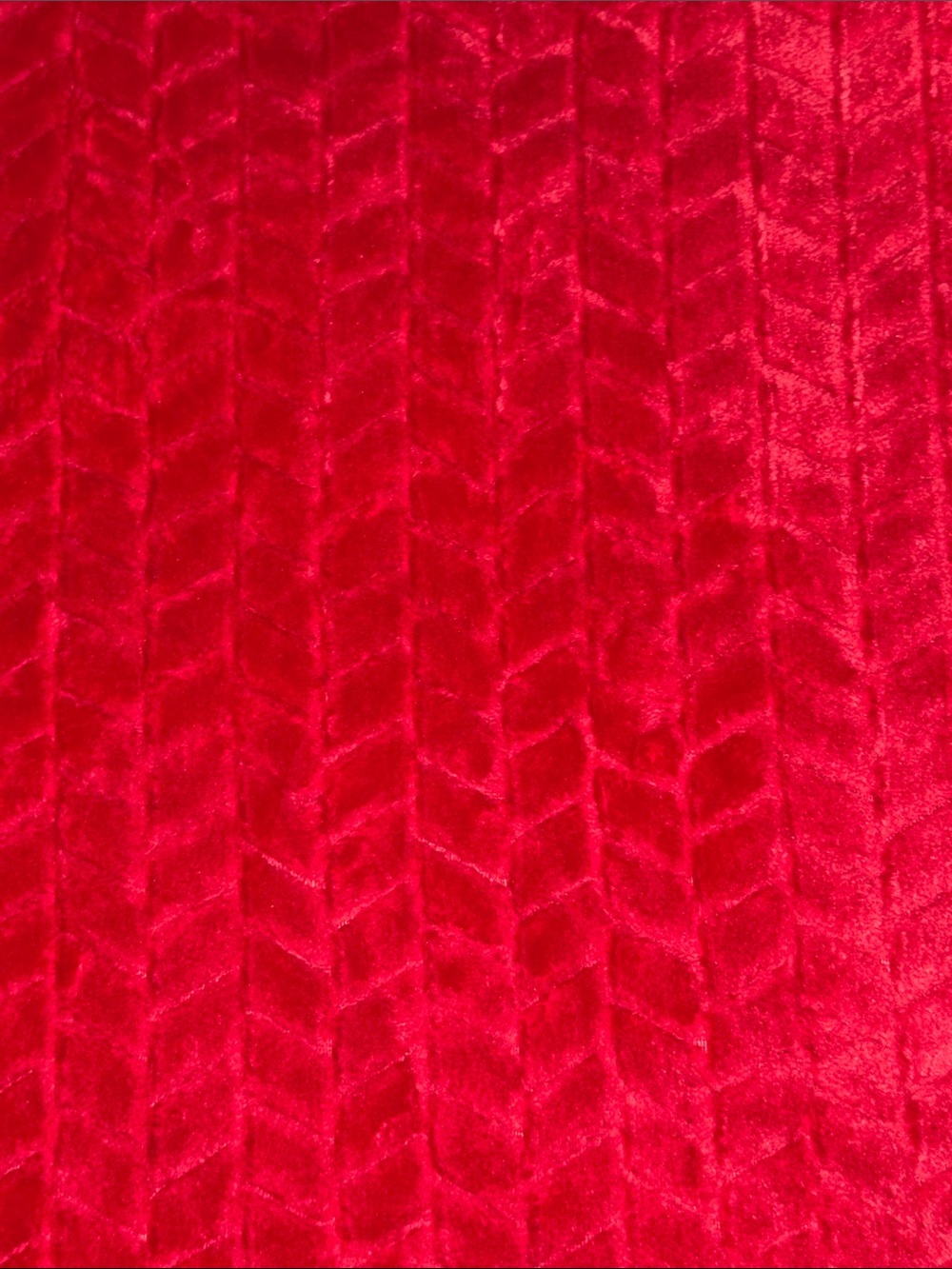 Bright Red Velvet Chevron Fabric